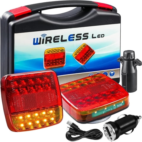 2-Pack Wireless Magnetic LED Trailer Light Set, Ip67 Waterproof Wireless Trailer Lights Kit, Portable for Pickup Trucks, SUVs, Boats, RVs and More