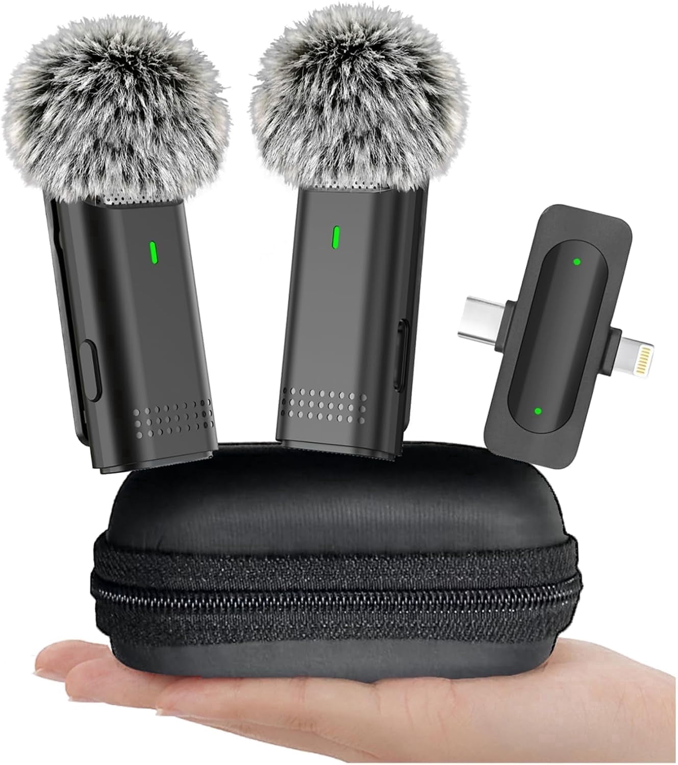 2 Pack Wireless Microphones for iPhone Android Video Recording Streaming, Podcast, YouTube Tiktok Content Creator