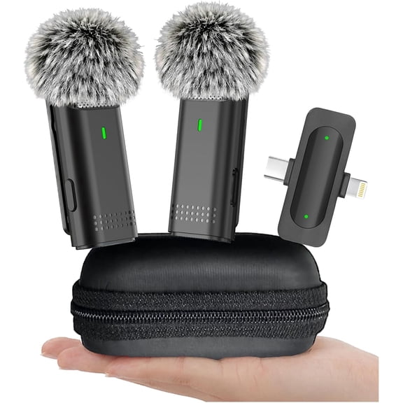 2 Pack Wireless Microphones for iPhone Android Video Recording Streaming, Podcast, YouTube Tiktok Content Creator