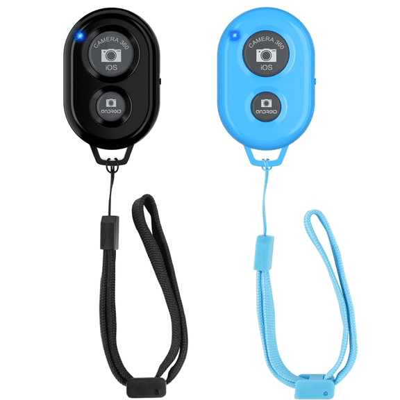 2 Pack Wireless Phone Camera Remote , Compatible with iPhone/Android, Bluetooth Shutter for Selfies, Travel Photos, Vlogging & Hands-Free Photography-Black+Blue