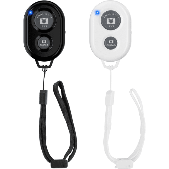 2 Pack Wireless Phone Camera Remote , Compatible with iPhone/Android, Bluetooth Shutter for Selfies, Travel Photos, Vlogging & Hands-Free Photography-Black+White