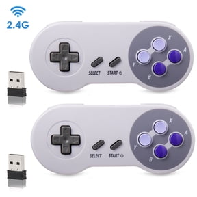 2 Pack Wireless SNES Controller, LUXMO 2.4GHz USB Gamepad Classic Game Controller Joypad Joystick for Windows Laptop PC Mac Raspberry PI System