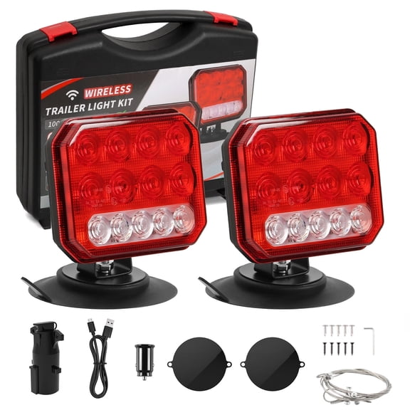 2 Pack Wireless Trailer Lights Magnetic LED Tow Light Turn Signal Brake Reverse Stop