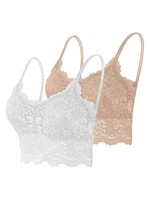 2 Pack Wireless and Seamless Bra for Women JIANLAI Full Coverage Lace Bra Unlined Underwire Bras Plus Size Supportive Bras for Large Bust