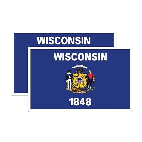 (2 Pack) Wisconsin State Flag Stickers - WI State Flag Sticker - Choose ...