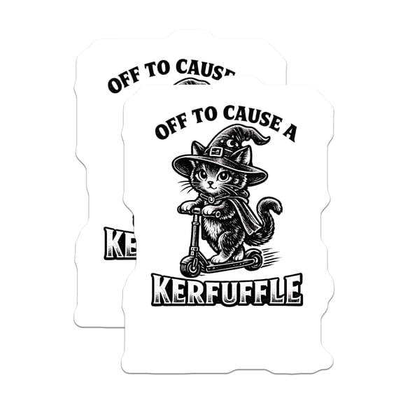 (2 Pack) Witch Cat Magnets - Scooter Kitten Decor - Halloween Kerfuffle Fun - 5 Inches On Longest Side - Thick Durable Magnet - Made in USA - MAG21524