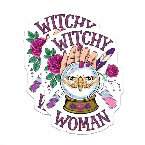 (2 Pack) Witchy Woman Magnets - Magic and Mystical Decor - Astrology and Witchcraft - Crystal Ball and Butterfly Design - 5" On Longest Side - for Cars, Fridges, Toolboxes - Made in USA - MAG6618