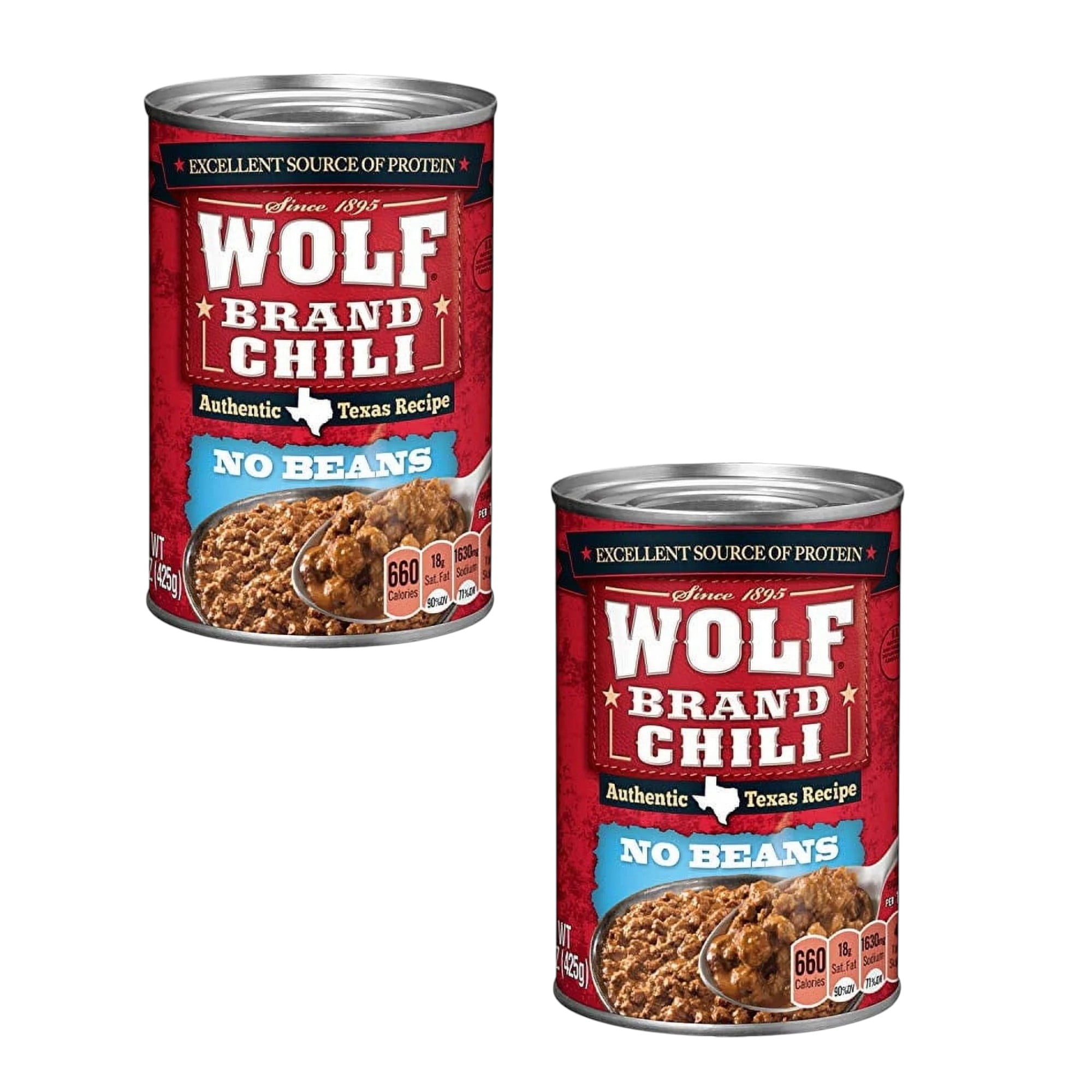 ( 2 Pack ) Wolf Brand Chili Without Beans, Packed with Protein, 15 oz