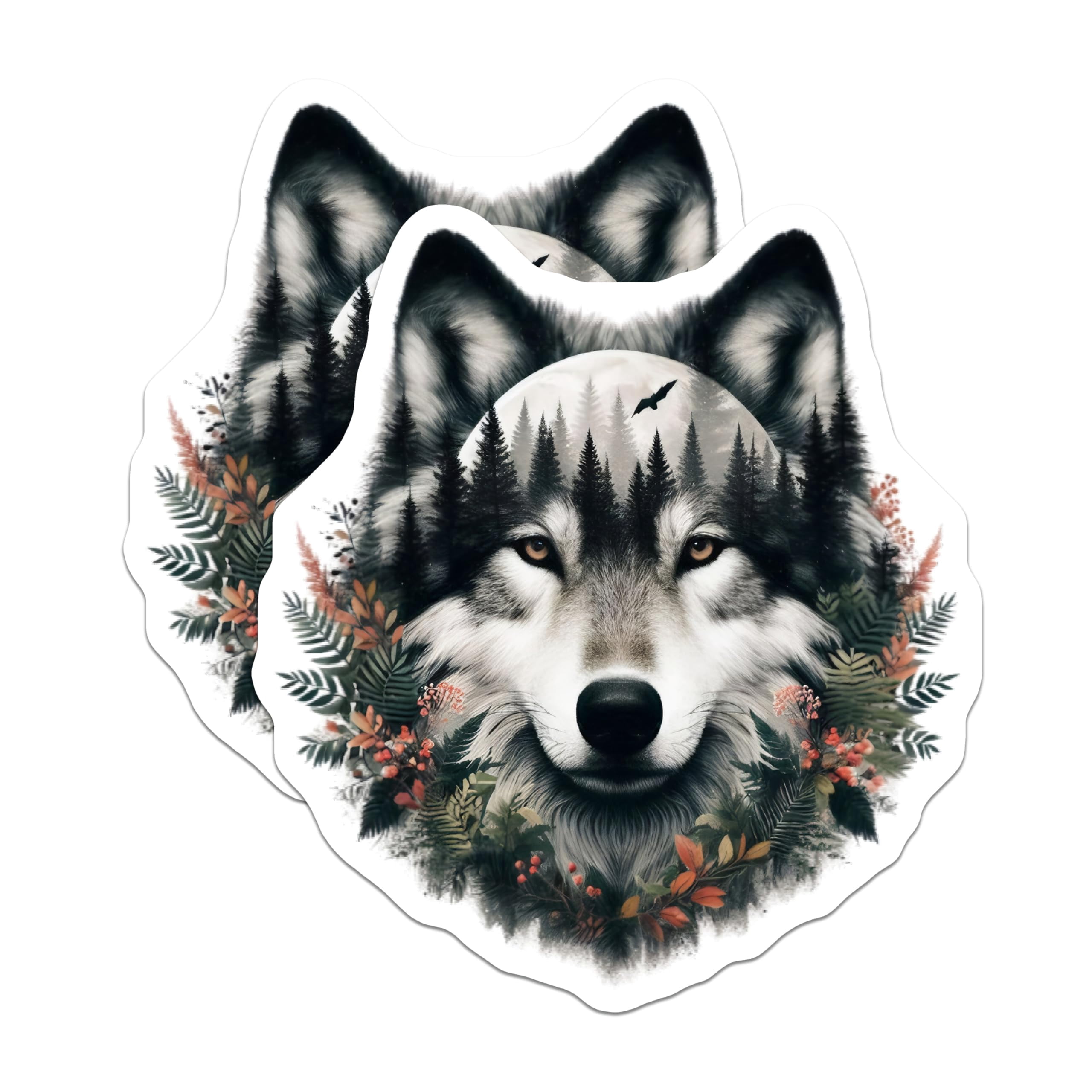 (2 Pack) Wolf Forest Magnets - Animal Art Decor - Fridge Magnets Home ...