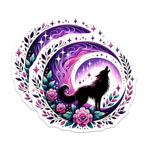 (2 Pack) Wolf Howling at Moon Magnets - 5
