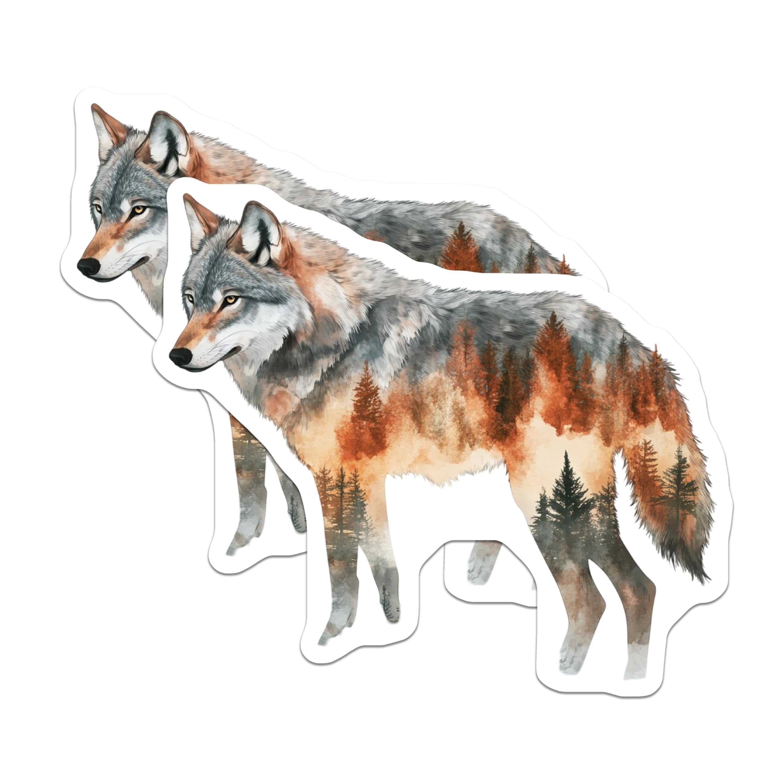 (2 Pack) Wolf Scene Magnets - Nature Art - Animal Lovers Fridge Decor ...