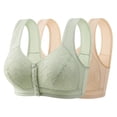 thumbnail image 1 of 2-Pack Woman Floral Wirefree Bra JIANLAI Women's Front Closure Floral Lace Bra, Wide Comfort Straps Full Coverage Everyday Bra, Easy Wear Wirefree Daily Support Bra, 1 of 5