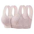 thumbnail image 1 of 2-Pack Woman Floral Wirefree Bra JIANLAI Women's Front Closure Floral Lace Bra, Wide Comfort Straps Full Coverage Everyday Bra, Easy Wear Wirefree Daily Support Bra, 1 of 4