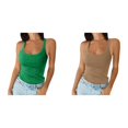 thumbnail image 1 of 2 Pack Woman Tank Top Women Spaghetti Strap Scoop Neck Ribbed Tank Tops Slim Fitted Camisole Basic Sleeveless Layering Shirts Womens Summer Tank Tops XL, 1 of 7