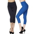 thumbnail image 1 of Kuda Moda 2-Pack Capri Leggings For Women 3 inch Wide Waistband Yoga Sports Ultra Soft Capri Legging Pants (S/M/L), 1 of 6