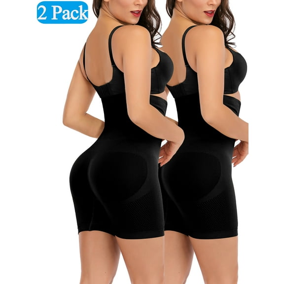 2 Pack Women Body Shaper Tummy Control Shapewear High Waist Mid-Thigh Slimmer Shorts Underwear Butt Lifter Bodysuit Panties