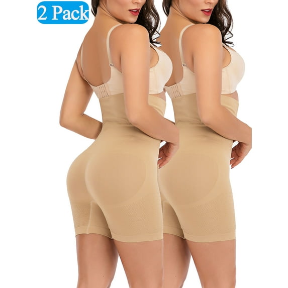 2 Pack Women Body Shaper Tummy Control Shapewear High Waist Mid-Thigh Slimmer Shorts Underwear Butt Lifter Bodysuit Panties