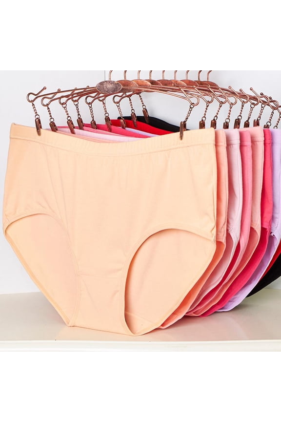 2-Pack Women Cotton Middle Waist Soft Briefs Full Coverage Plus Size Panties Underpants Stretch Briefs