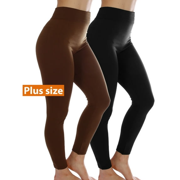 2-Pack Women Fleece Lined Warm Full Length Legging Thermal leggings Pants One Size Plus 1X/2X/3X
