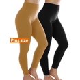 thumbnail image 1 of 2-Pack Women Fleece Lined Warm Full Length Legging Thermal leggings Pants One Size Plus 1X/2X/3X, 1 of 7