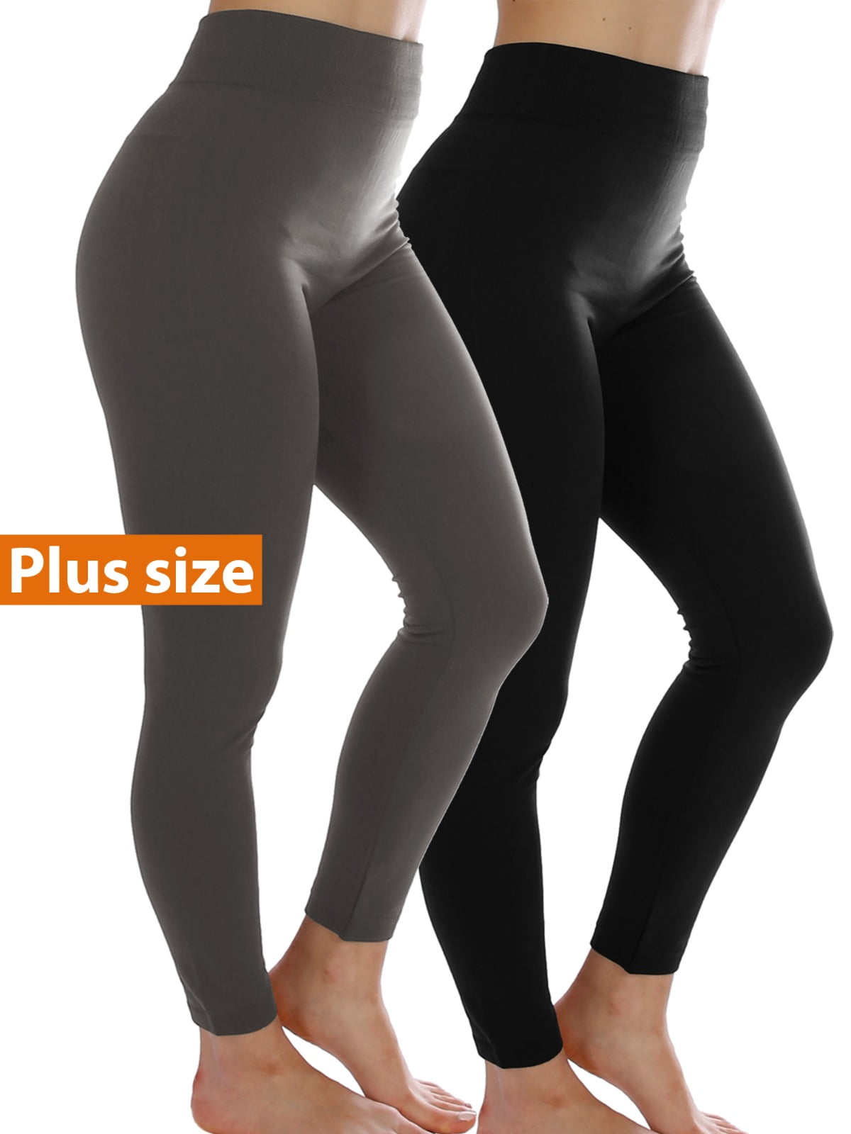 2-Pack Women Fleece Lined Warm Full Length Legging Thermal leggings Pants One Size Plus 1X/2X/3X