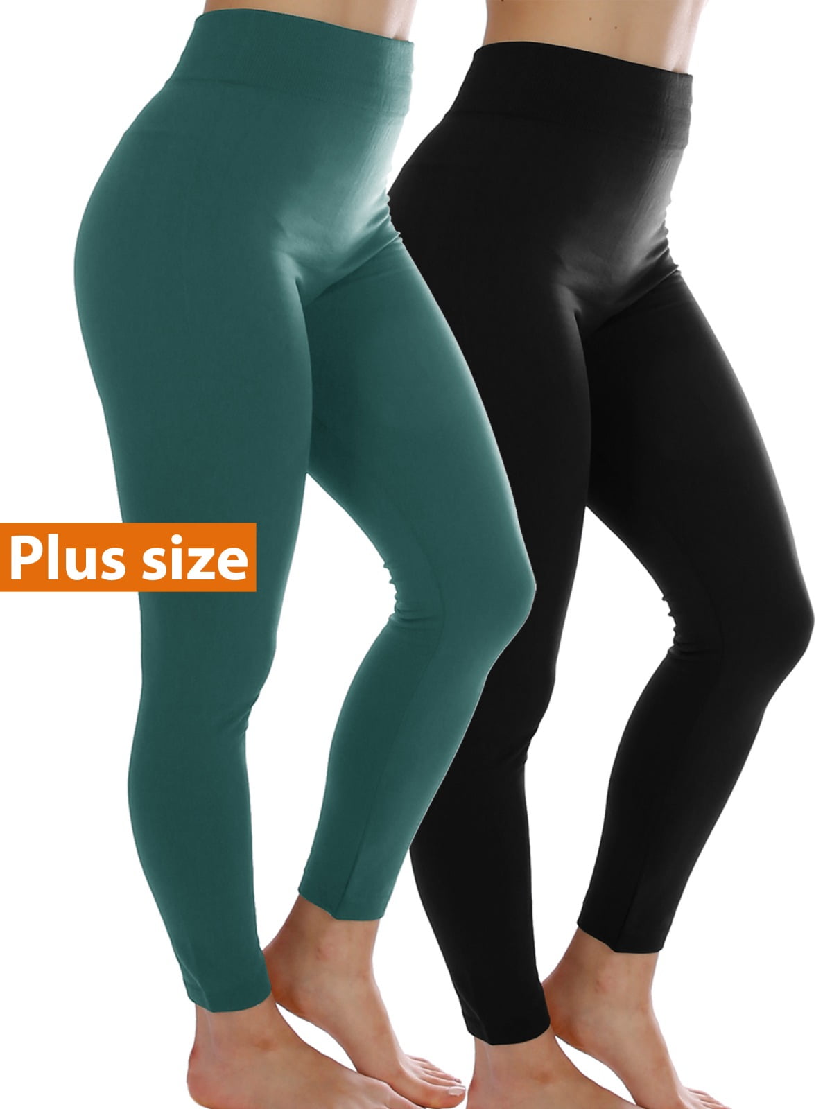 2-Pack Women Fleece Lined Warm Full Length Legging Thermal leggings ...