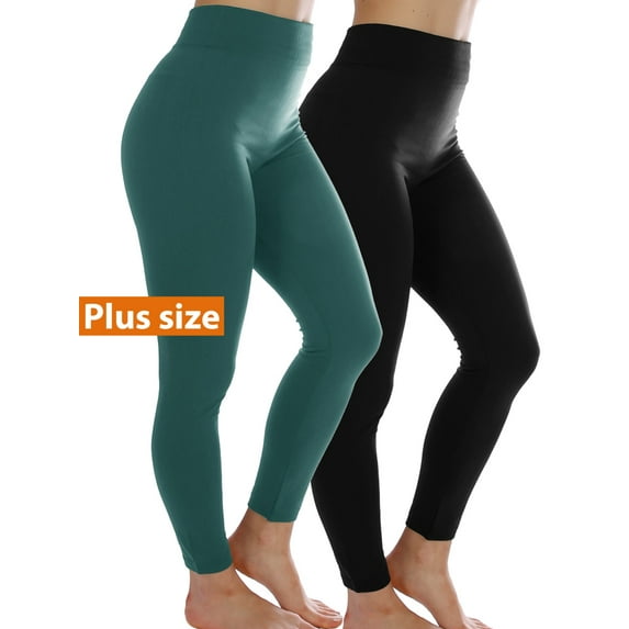 2-Pack Women Fleece Lined Warm Full Length Legging Thermal leggings Pants One Size Plus 1X/2X/3X