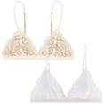 thumbnail image 1 of 2 Pack Women French Floral Lace Bralette, Wireless Thin Triangle Cup Bra, Light Push Up Bras for Small Bust Teen Girls Daily Wear, 1 of 2