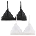 thumbnail image 1 of 2 Pack Women French Floral Lace Bralette, Wireless Thin Triangle Cup Bra, Light Push Up Bras for Small Bust Teen Girls Daily Wear, 1 of 2