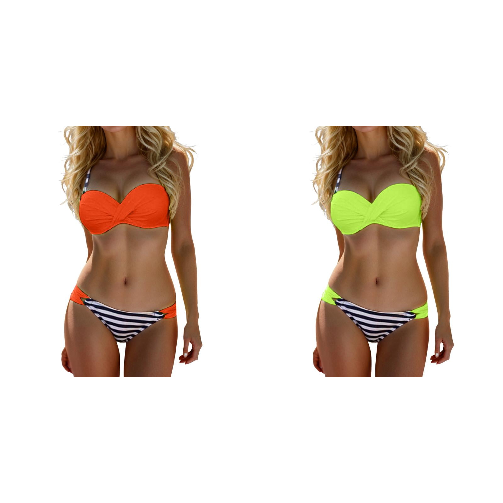 Two Piece Retro Plus Size Flounce High Waisted Bikini Set-Navy Blue main image 0