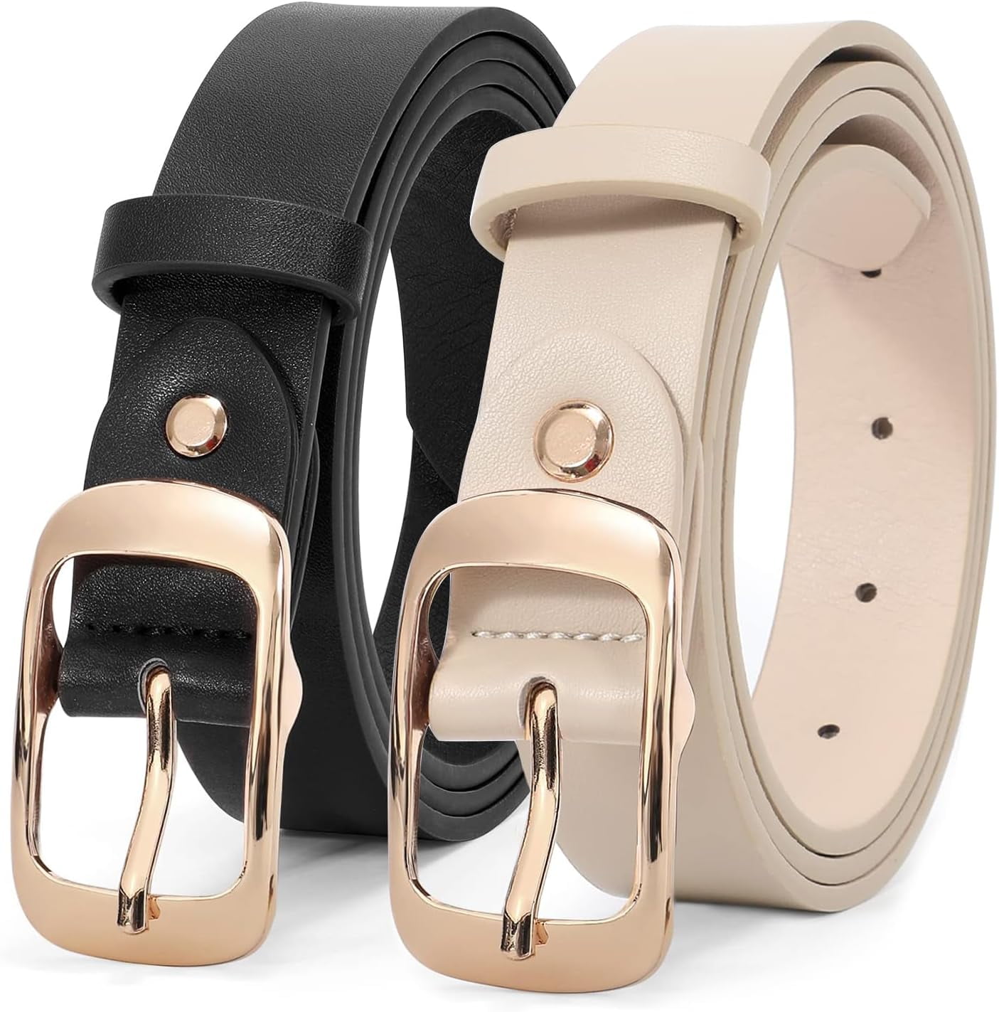 2 Pack Women Leather Belt, Fashion Ladies Belt with Pin 
