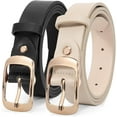 thumbnail image 1 of 2 Pack Women Leather Belt, Fashion Ladies Belt with Pin Buckle for Jeans Pants, 1 of 7
