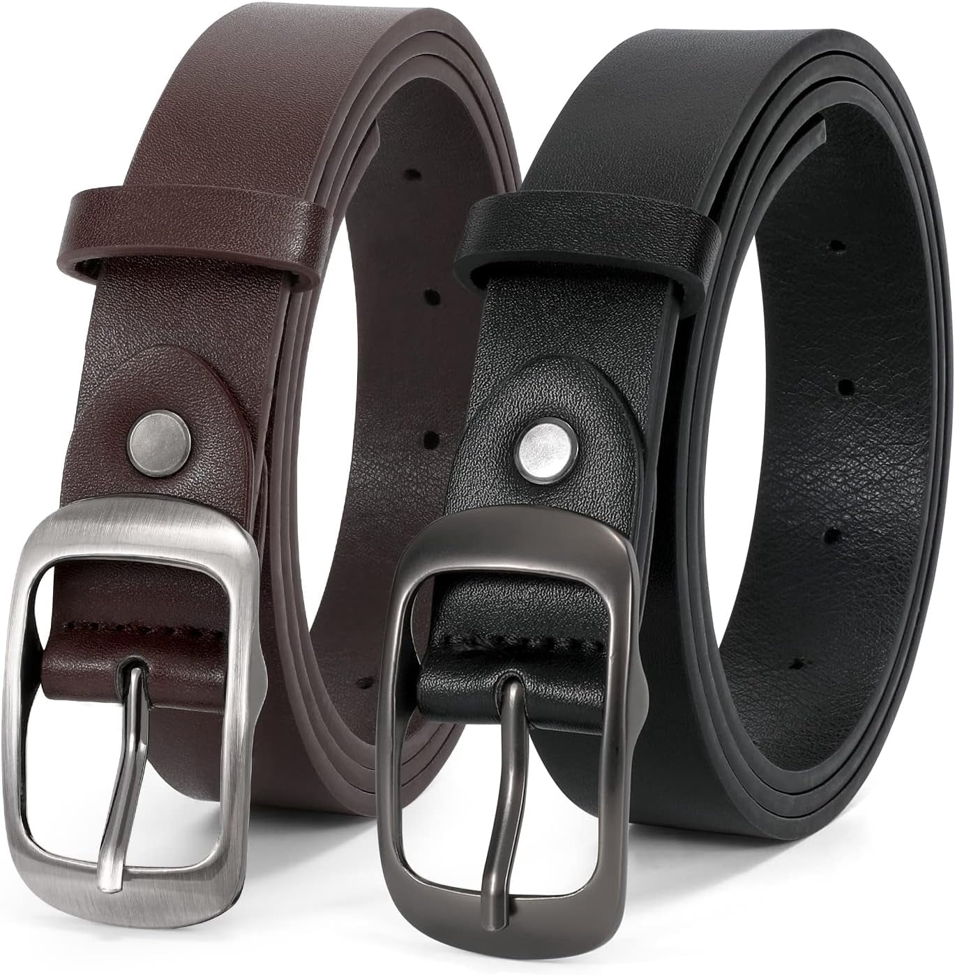 8676 [2 Pack Leather Belt Women-womens With Pin Buckle-belts Ssumday Women main image 2