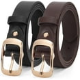 thumbnail image 1 of 2 Pack Women Leather Belt, Fashion Ladies Belt with Pin Buckle for Jeans Pants, 1 of 7
