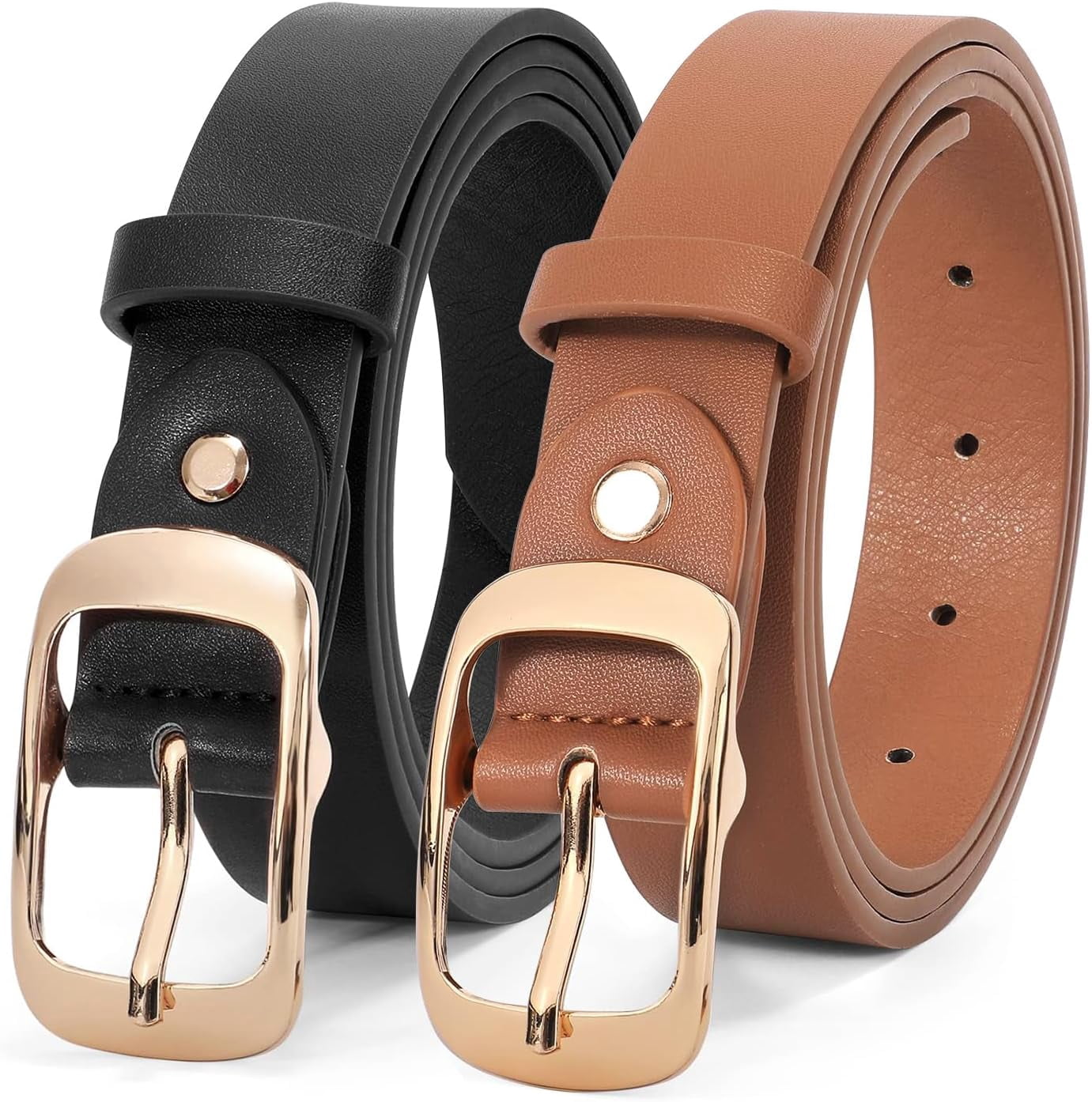 2 Pack Women Leather Belt, Fashion Ladies Belt with Pin  display picture 1