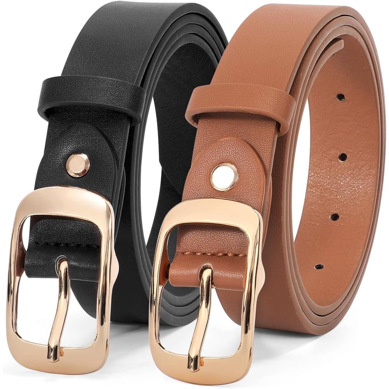 2 Pack Women\'s Genuine Leather Belts with Pin Buckle for Jeans West Leathers [2 Pack Genuine Leather Belts for Women  main image 3
