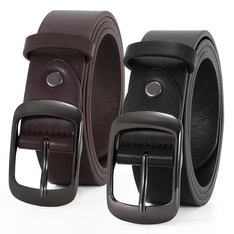 2 Pack Adjustable Women Leather Belts for Jeans, Fashion  display picture 3