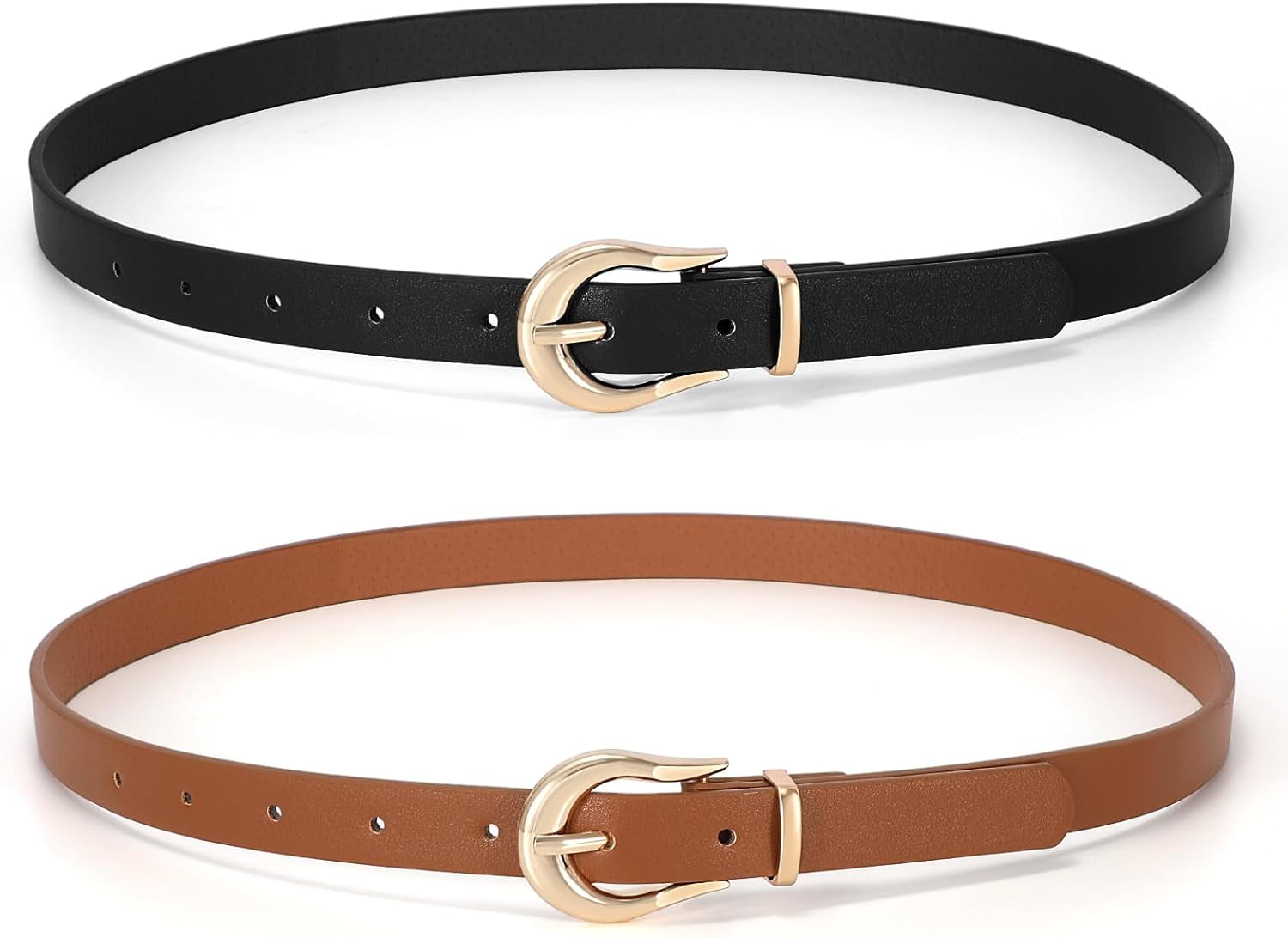 1258 Women\'s 2 Pack Reversible Leather Belt Thin Waist For Jeans Pants s-l1200.jpg main image 2