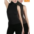 thumbnail image 1 of 2-Pack Women Sleeveless Ribbed Mock Neck Turtleneck Shirt Slim Fitted Body Shape Tank Top, 1 of 4