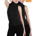 thumbnail image 1 of 2-Pack Women Sleeveless Ribbed Mock Neck Turtleneck Shirt Slim Fitted Body Shape Tank Top, 1 of 4