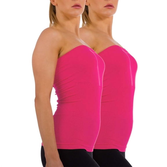 2-Pack Women Sleeveless Strapless Tube Top Long Bandeau Basic Summer Shirts