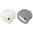 thumbnail image 1 of 2 Pack Women Warm Beanies Cable Knit Skull Cap Soft Satin Lined Beanie Thick Winter Hat Beanie, 1 of 5