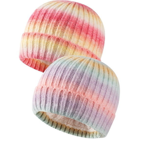 COOPLUS 2-Pack Women's Slouchy Beanie Hats Soft Cute Winter Fleece Lined Knit Hat for Christmas
