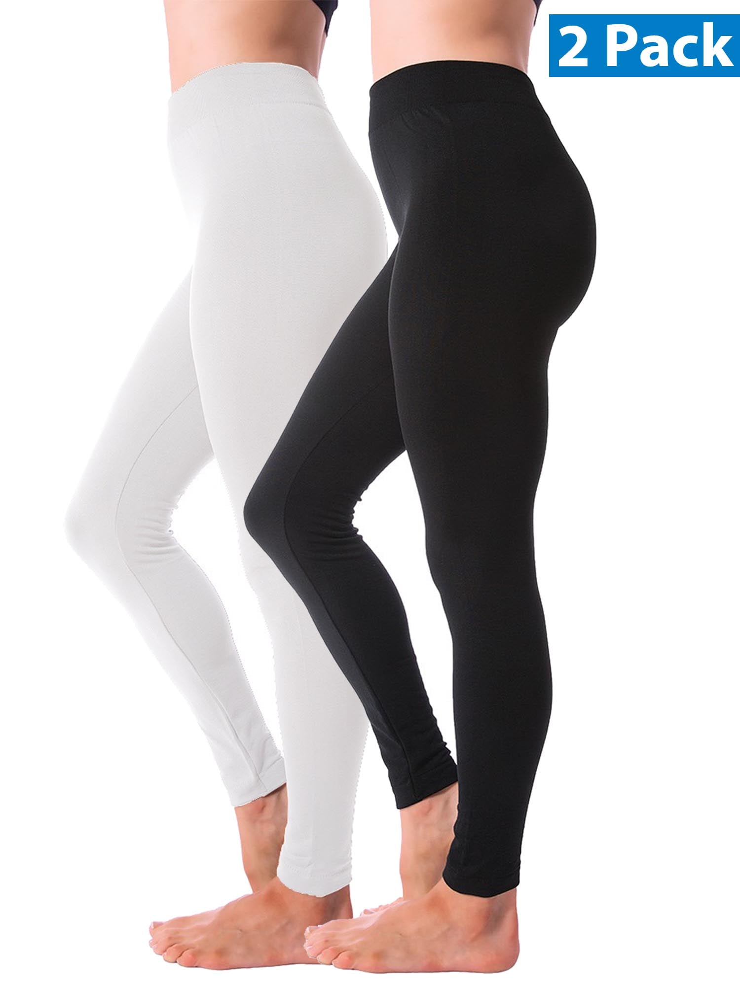 2 Pack Women Winter Leggings Warm Fleece Lined Thick Brushed Full Length Thermal  Legging Pants 