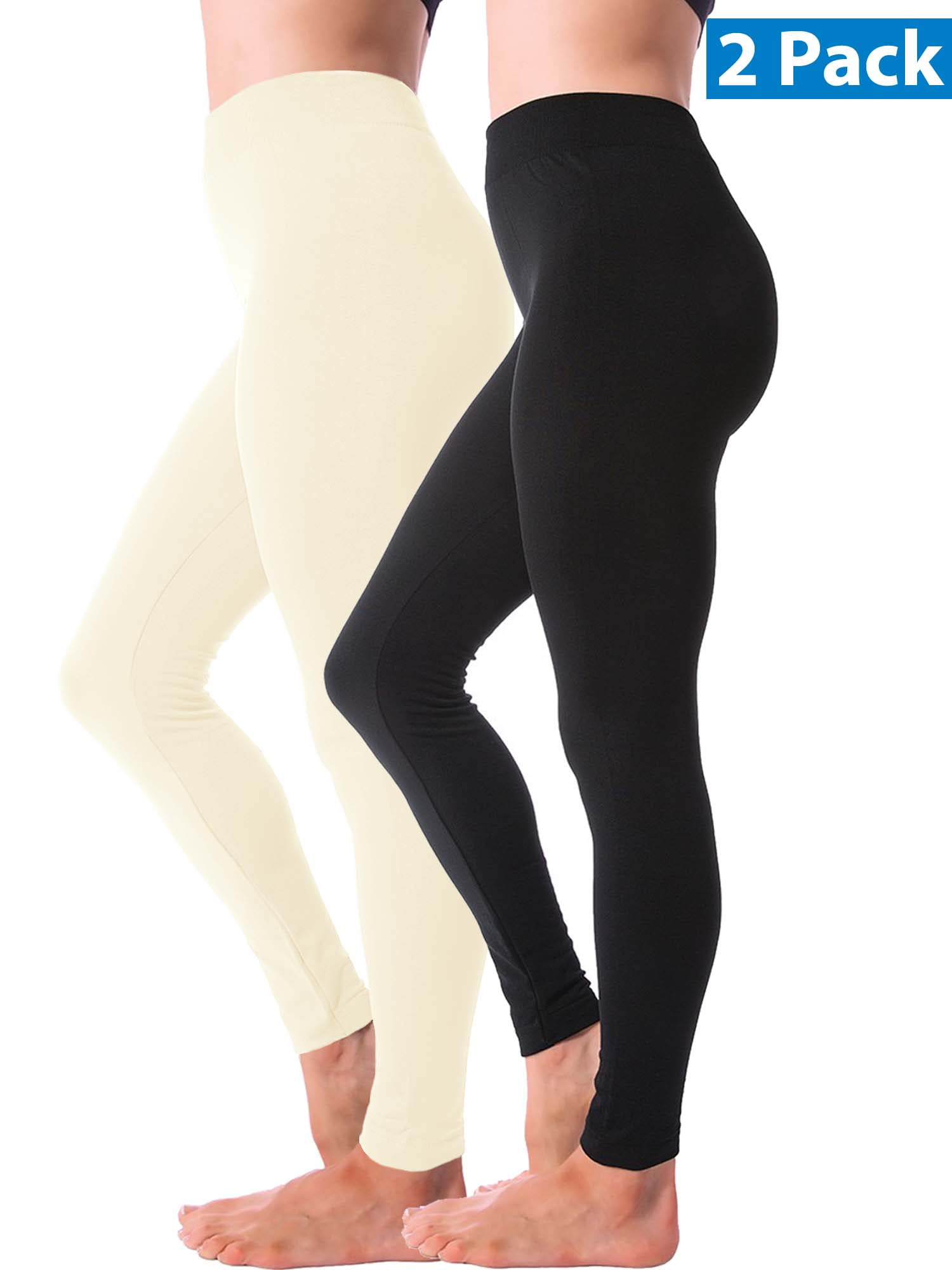 2 Pack Women Winter Leggings Warm Fleece Lined Thick Brushed Full Length  Thermal Legging Pants