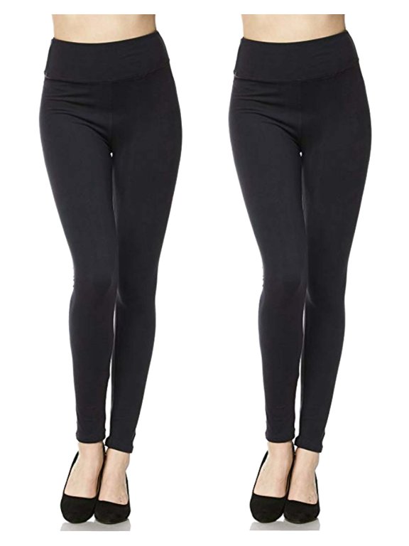 2 Pack Women's 3 inch High Waistband Full Length Leggings For Yoga and Casual