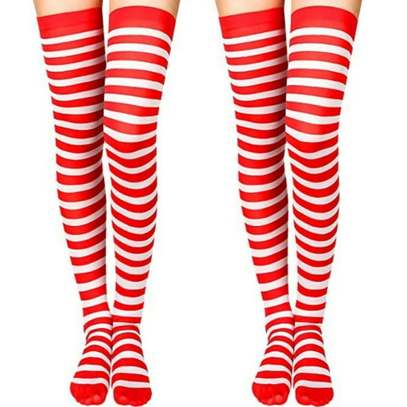 2 Pack Women's Adult Christmas Striped Tights