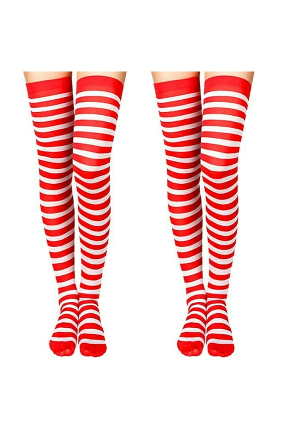 2 Pack Women's Adult Christmas Striped Tights