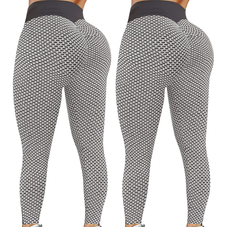 2 Pack Women's Bubble Hip Butt Lifting Anti Cellulite Legging High Waist  Workout Tummy Control Yoga Tights
