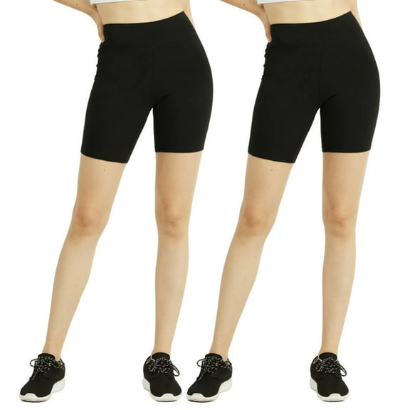 2 Pack Women's Cotton Biker Shorts 5'' Leggings High Waisted No See-Through Athletic Workout Running Cycling Volleyball Yoga Tummy Control Activewear